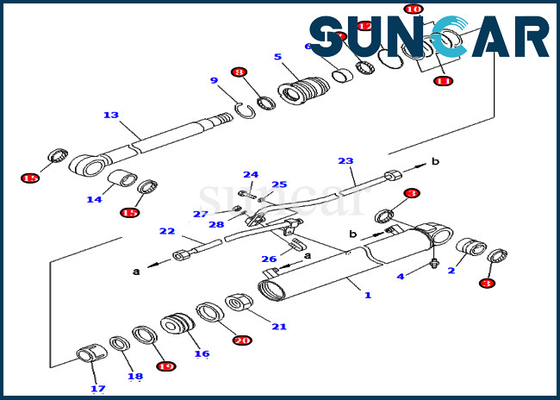 কেনা 707-98-43200 7079843200 বুম সিলিন্ডার সার্ভিস কিট কোমাটসু PC75UU-2 PC78US-5 মেরামত সীল কিট online manufacture