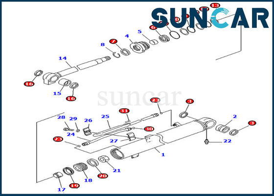 কেনা 707-98-36700 7079836700 বুম সিলিং কিট হাইড্রোলিক সিলিন্ডার PC78MR-6 PC78US-6 মডেলের জন্য Komatsu online manufacture