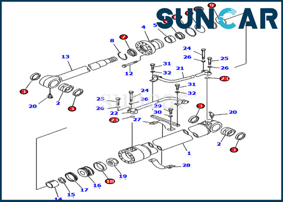 কেনা PC80-3 PC80LC-3 Komatsu ভারী সরঞ্জামের জন্য 20X-63-02010 20X6302010 বুম সিলিন্ডার পরিষেবা কিট online manufacture