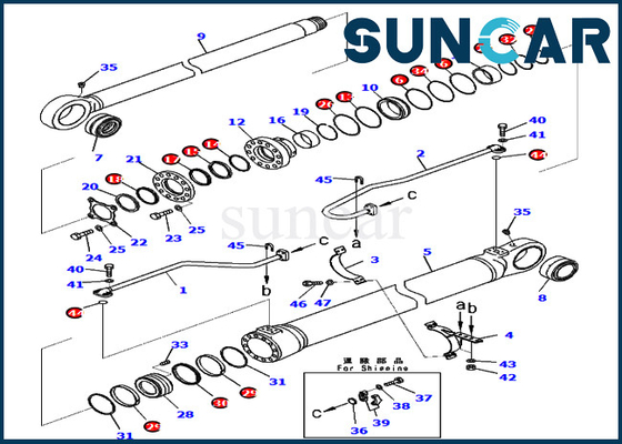 কেনা বুম সিলিন্ডার সিল কিট 721-98-00920 7219800920 PC800SE-8E0 Komatsu এর জন্য এক্সক্যাভেটর পরিষেবা কিট online manufacture