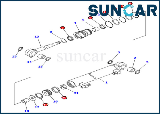 কেনা এক্সকাভেটর সিলিং কিট 707-98-03030 7079803030 PC02-1 Komatsu বুম সিলিন্ডার সীল মেরামত কিট online manufacture