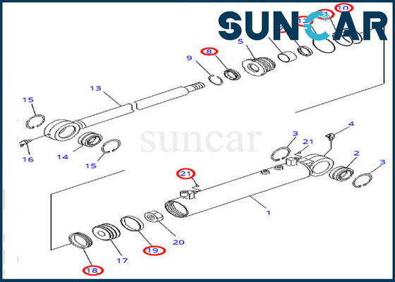 কেনা D31EX-21 কোমাৎসু হাইড্রোলিক সিলিন্ডার কিট এঙ্গেল সিল কিট 707-98-22850 7079822850 online manufacture