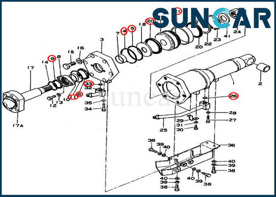 কেনা কোমাটসু 195-63-05041 ব্লেড টিল্ট হাইড্রোলিক সিলিন্ডার সিল কিট D355-3 ক্রলার ডজারের জন্য online manufacture