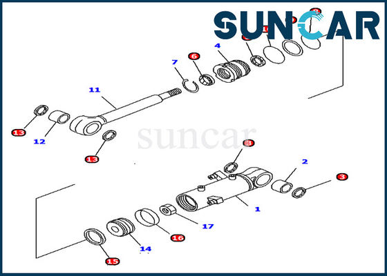 কেনা PC12R-8 খননকারী কোমাতসু 707-98-11300 হাইড্রোলিক ব্লেড সিলিন্ডার পরিষেবা কিট যন্ত্রপাতি সিলিং কিট online manufacture