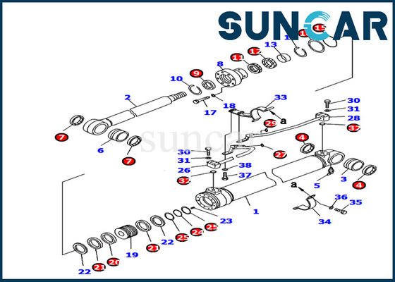 কেনা 707-99-37180 কোমাটসু অভ্যন্তরীণ খননকারী পরিষেবা কিট বুম সিলিন্ডার সিল কিট PC130-8 মডেল online manufacture