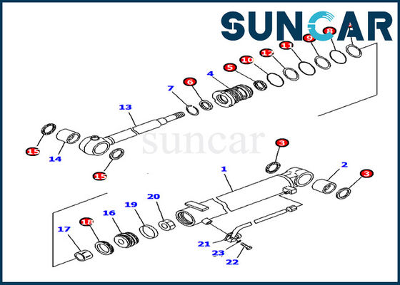 কেনা 707-98-12380 বুম সিলিন্ডার সীল কিট হাইড্রোলিক সিলিন্ডার ইনার পার্টস কোমাৎসু PC15MR-1 মডেল সার্ভিস কিট online manufacture