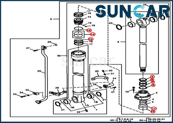 কেনা 4663493 বালতি সিলিন্ডার সার্ভিস কিট 190DW 160DLC জন ডিয়ার এক্সক্যাভেটর সীল মেরামত কিট online manufacture