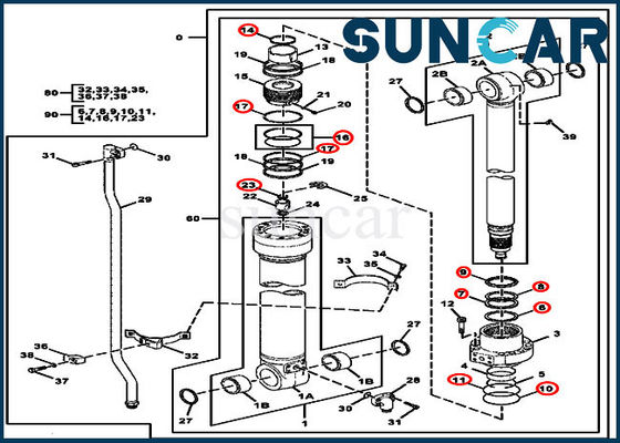 কেনা 4654422 মডেল 220DW জন ডিয়ার নির্মাণ যন্ত্রপাতির জন্য আর্ম সিলিন্ডার সীল মেরামত পরিষেবা কিট online manufacture