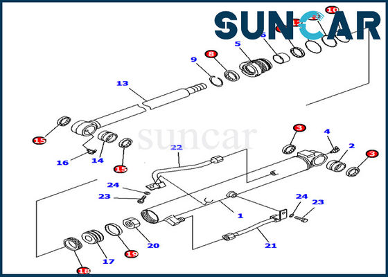 কেনা 707-39-65190 বালতি সিলিন্ডার সীল কিট কোমাৎসু খননকারী PC10UU PC14R PC16R মেরামত কিট online manufacture