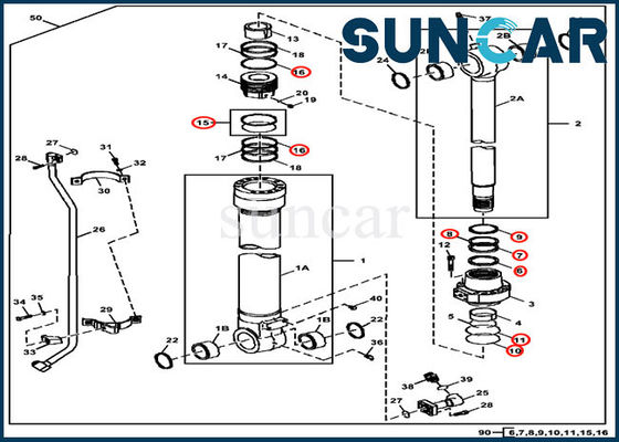 কেনা FYA00001398 বালতি সিলিন্ডার সীল মেরামত কিট ISO9001 3754D 350DLC জন ডিয়ার সার্ভিস কিট online manufacture