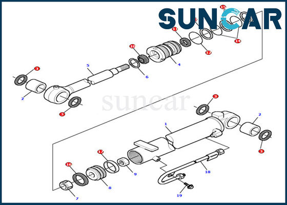 কেনা PC15R-8 Komatsu খননকারী হাইড্রোলিক যন্ত্রাংশ পরিষেবা কিট 878000502 বুম সিলিন্ডার সীল কিট online manufacture