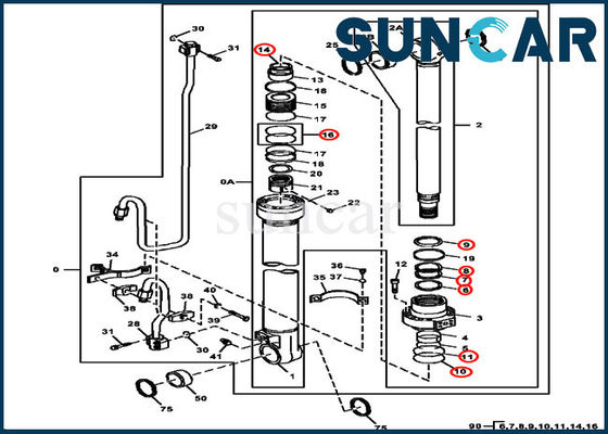 কেনা 3754 ডি ডিয়ার 4686432 হাইড্রোলিক বুম সীল কিট সিলিন্ডার 115.00 মিমি রড 170 মিমি বোর online manufacture