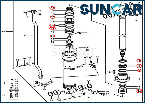 কেনা 4364916 200 এলসি জন ডিয়ার মেরামত সীল কিট জন্য সুপার লং বুম আর্ম সিলিন্ডার উপাদান online manufacture