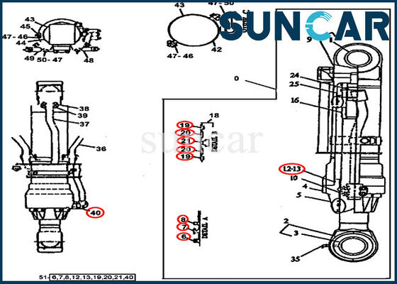 কেনা Excavator Hydraulic Seals AT196478 Arm Cylinder Seal Kit Fits John Deere 790D online manufacture