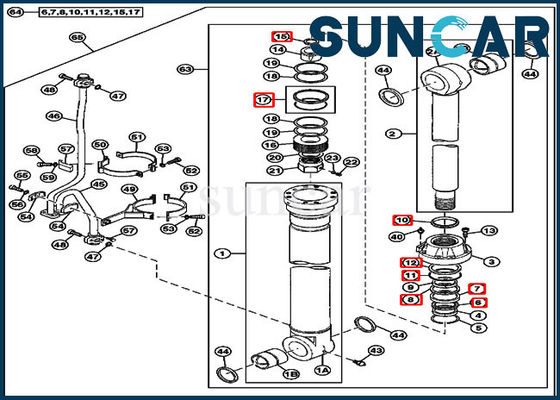 কেনা 4614814 Excavator Boom Cylinder Service Kit Fits 750 800C JOHN DEERE Replacement Seal Kits online manufacture