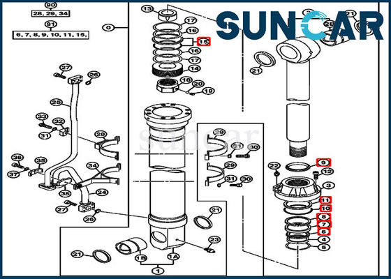 কেনা 4653861 Hydraulic Boom Cylinder Seal Repair Kit Fits For 850DLC 870GLC John Deere Parts online manufacture
