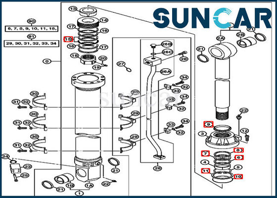 কেনা 850DLC 870GLC John Deere 4653862 Arm Cylinder Components Excavator Sealing Kit online manufacture