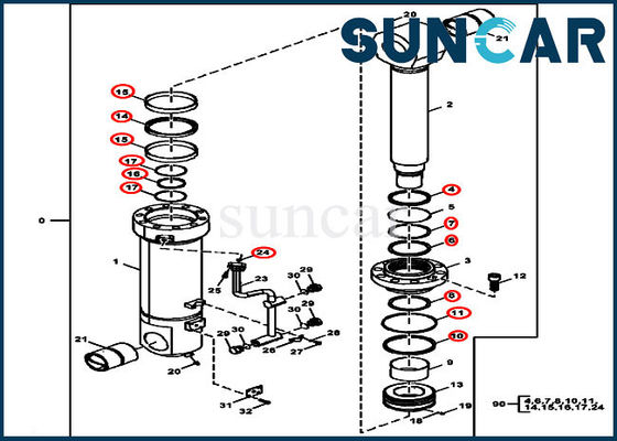 কেনা 870GLC JOHN DEERE FXB00001856 Counterweight Removal Device Cylinder Repair Seal Kit online manufacture