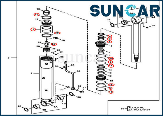 কেনা 4696459 সুইং সিলিন্ডার মেরামত সিলিং কিট Deere 85D 85G হাইড্রোলিক CYL তেল সীল কিট online manufacture