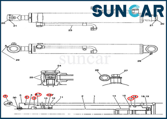 কেনা PW01V00043R300 বুম সিলিন্ডার সিল কিট মডেল CX36B CX31B এক্সকাভেটর কেস সিলিং কিট online manufacture