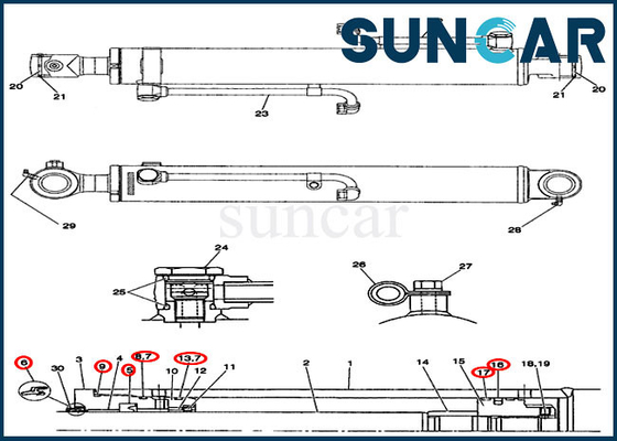 কেনা CX36 মেরামত বুম সীল কিট PX01V00030R300 কেস সিলিন্ডার সীল প্রতিস্থাপন কিট online manufacture
