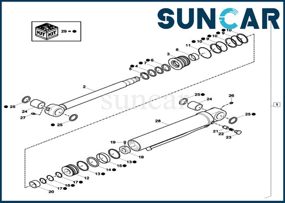 কেনা XKCC-01438 XKCC01438 ডিপার সিলিন্ডার সিল কিট কেস CX33C CX37C OEM হাইড্রোলিক পরিষেবা কিট online manufacture