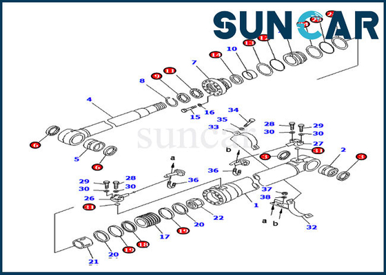 কেনা বুম সিল কিট হাইড্রোলিক সিলিন্ডার 707-99-58260 ফিট কোমাটসু ভারী সরঞ্জাম PC220-6 PC250LC-6L online manufacture
