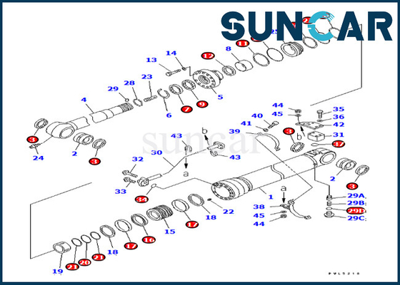 কেনা সীল কিট 707-99-57180 PC228US-3 PC228USLC-3 ওভারসিজ সংস্করণ কোমাটসুর জন্য আর্ম সিলিন্ডার পরিষেবা কিট online manufacture