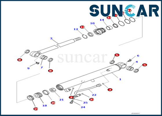 কেনা Komatsu 707-98-14370 7079814370 PC35MR-3 PC30MR-3 বালতি সিলিন্ডার সিল কিটের জন্য বালতি সিলিন্ডার পরিষেবা কিট online manufacture