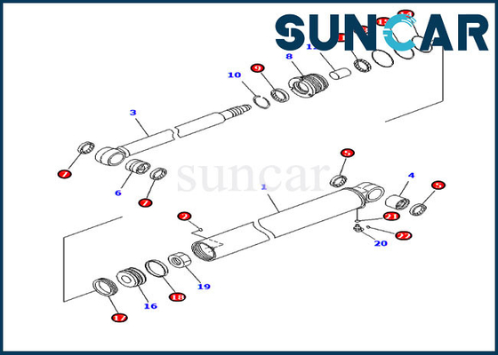 কেনা PC35MR-3 PC30MR-3 KOMATSU 707-98-23870 7079823870 আর্ম সিল কিট হাইড্রোলিক সিলিন্ডার online manufacture