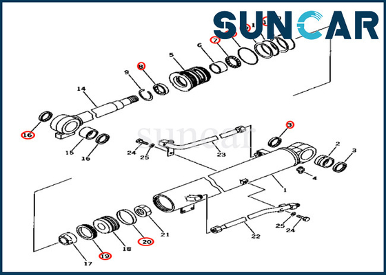 কেনা 707-98-26560 Komatsu 7079826560 PC40-7 বুম সিলিন্ডার সীল মেরামত কিটের জন্য বুম সিলিন্ডার সিল কিট online manufacture