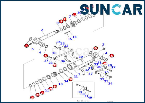 কেনা Komatsu 721-98-00590 7219800590 বালতি সিলিন্ডার সিল কিট ফিট PC490LC-10 PC490HRD-11E0 বালতি সিলিন্ডার মেরামত কিট online manufacture