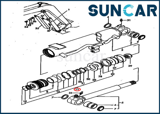 কেনা PC40FR-1 PC40FR-2 এক্সকাভেটর বুম সার্ভিস কিট YM172164-72300 Komatsu সিলিন্ডার সীল মেরামত কিট online manufacture