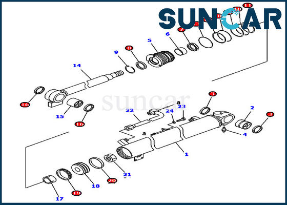 কেনা KOMATSU 707-98-34610 7079834610 সরঞ্জাম মডেল PC40R-8 PC45R-8 এর জন্য বুম সিলিন্ডার সীল মেরামত কিট online manufacture