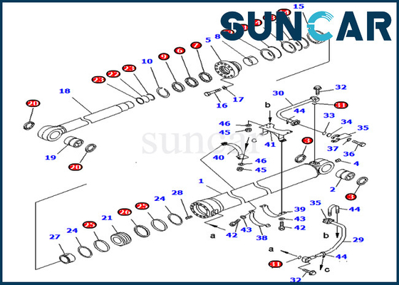 সার্ভিস কিট 707-99-68650 7079968650 PC750-6 PC750SE-6 Komatsu এর জন্য বালতি সিলিন্ডার তেল সিল কিট