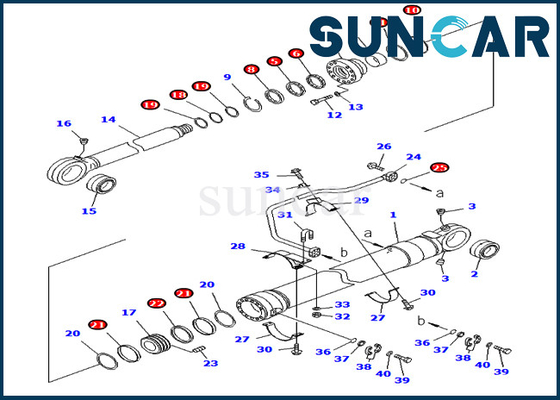 Komatsu 707-99-69690 7079969690 মডেল PC750-7 PC800-8 ওভারসিজ সংস্করণের জন্য বালতি সিলিন্ডার সিল কিট
