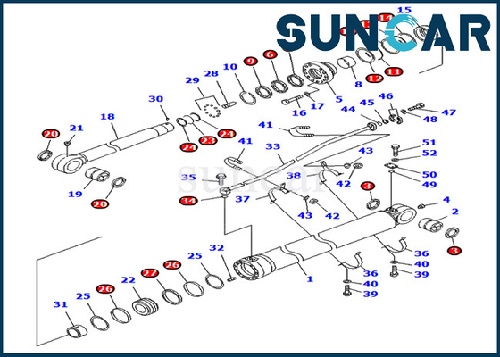 PC750SE-7 PC800-7 Komatsu ওভারসিজ সংস্করণের জন্য 707-99-68660 আর্ম মেরামত সিল কিট হাইড্রোলিক সিলিন্ডার