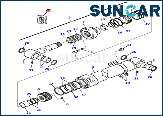 সিলিং কিট 707-99-37710 7079937710 বুম সিলিন্ডার সার্ভিস কিট PC75R-2 PW75R-2 Komatsu অংশগুলির জন্য ফিট করে