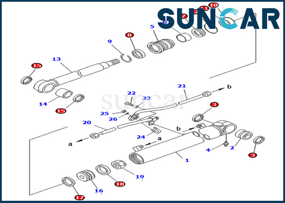 707-98-43210 7079843210 বুম সিলিন্ডার সিল কিট ফিট করে Komatsu PC75UD-2 PC75UU-3 এক্সকাভেটর ভিতরের অংশ