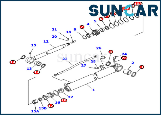 707-98-35270 7079835270 PC75UD-3 PC75UU-3 Komatsu মনো বুমের জন্য আর্ম সিলিন্ডার সিল মেরামত কিট