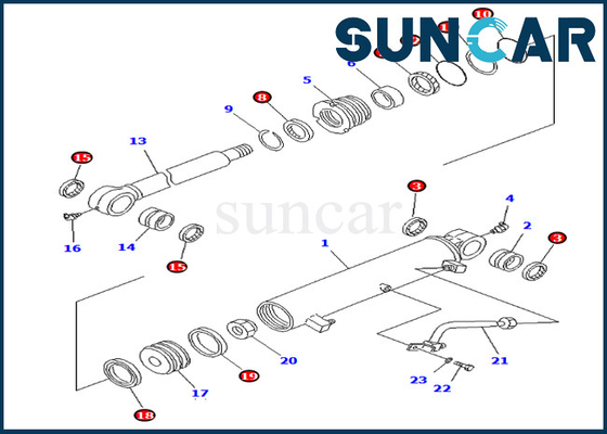 বুম সিল কিট 707-98-34560 7079834560 অফসেট সিলিন্ডার সার্ভিস কিট কোমাটসু ইনার পার্টস PC75UU-2 PC75UU-3 এর জন্য