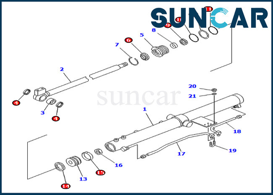 PC75UU-2 PC75UU-3 Komatsu 707-98-24830 7079824830 এক্সক্যাভেটর স্লাইড আর্ম সিলিন্ডার মেরামত সিল কিট