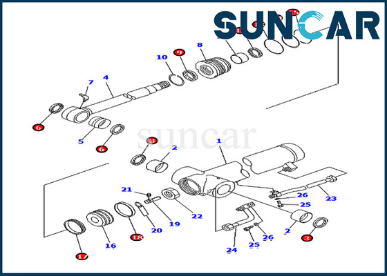 707-98-36630 7079836630 PC75UU-3 আর্ম সিলিন্ডার অয়েল সিল কিট সার্ভিস কিটস কোমাটসু সরঞ্জামের অভ্যন্তরীণ অংশগুলির জন্য