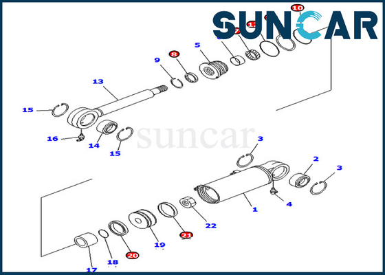 PC75UU-3 Komatsu মেরামত কিট 707-98-22410 7079822410 এক্সকাভেটর টিল্ট সিলিং কিট হাইড্রোলিক সিলিন্ডার