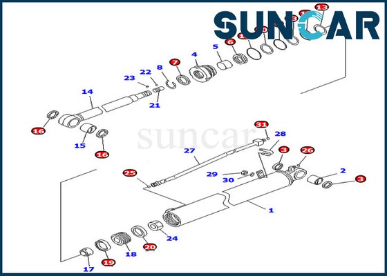 707-98-35310 7079835310 আর্ম সিলিন্ডার সিল কিট PC78US-8 PC78MR-6 PC88MR-6 Komatsu ভিতরের অংশগুলির জন্য ফিট করে