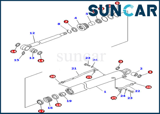 Komatsu 707-98-26720 7079826720 PC78MR-6 PC78US-8 এক্সকাভেটরের জন্য বালতি সিল মেরামত কিট হাইড্রোলিক সিলিন্ডার