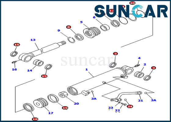 707-98-34700 7079834700 বুম অফসেট সিলিন্ডার সার্ভিস কিট Komatsu PC78UU-6 PC78UU-8 ভিতরের অংশগুলির জন্য ফিট করে