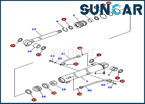 PC78UU-6 PC78UU-8 Komatsu 707-98-43300 7079843300 বুম সিলিন্ডার সীল কিট খননকারী প্রতিস্থাপন কিট