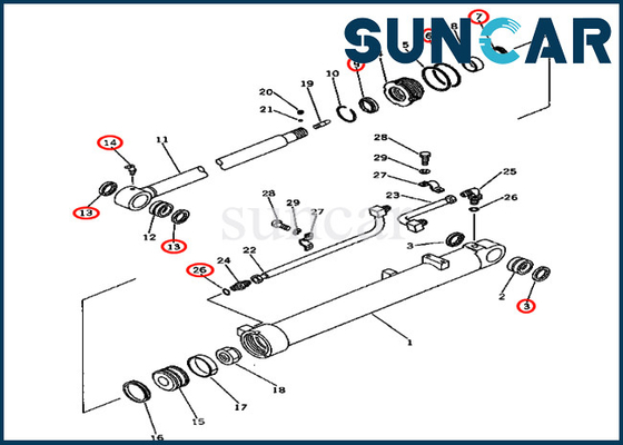 20X-63-66300 20X6366300 Komatsu হাইড্রোলিক সিলিন্ডারের জন্য PC80-1 আর্ম সার্ভিস কিট মেরামত কিট