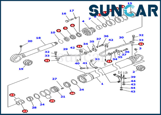 বুম মেরামত কিট PC800-8 PC850-8 707-99-76230 7079976230 Komatsu সিলিন্ডার সিলিং কিট